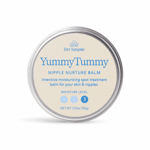 Yummy Tummy by Fort Sumpter Nurture Nipple Balm, Multi-Use Treatment for Nipples, Dry Spots & Lips, 100% Natural Balm with Lanolin, Beeswax & Vitamin E, Baby-Safe & Breastfeeding Friendly, 1.05 fl oz