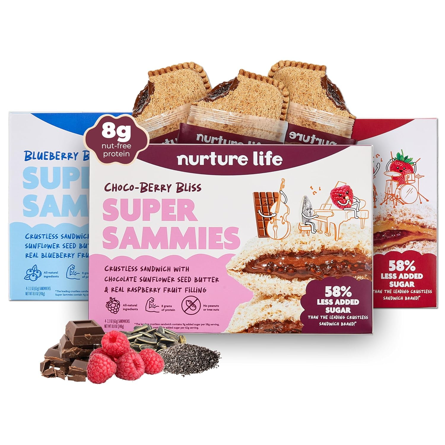 Nurture Life Crustless Sandwiches, ChocoBerry Bliss, Strawberry Smash