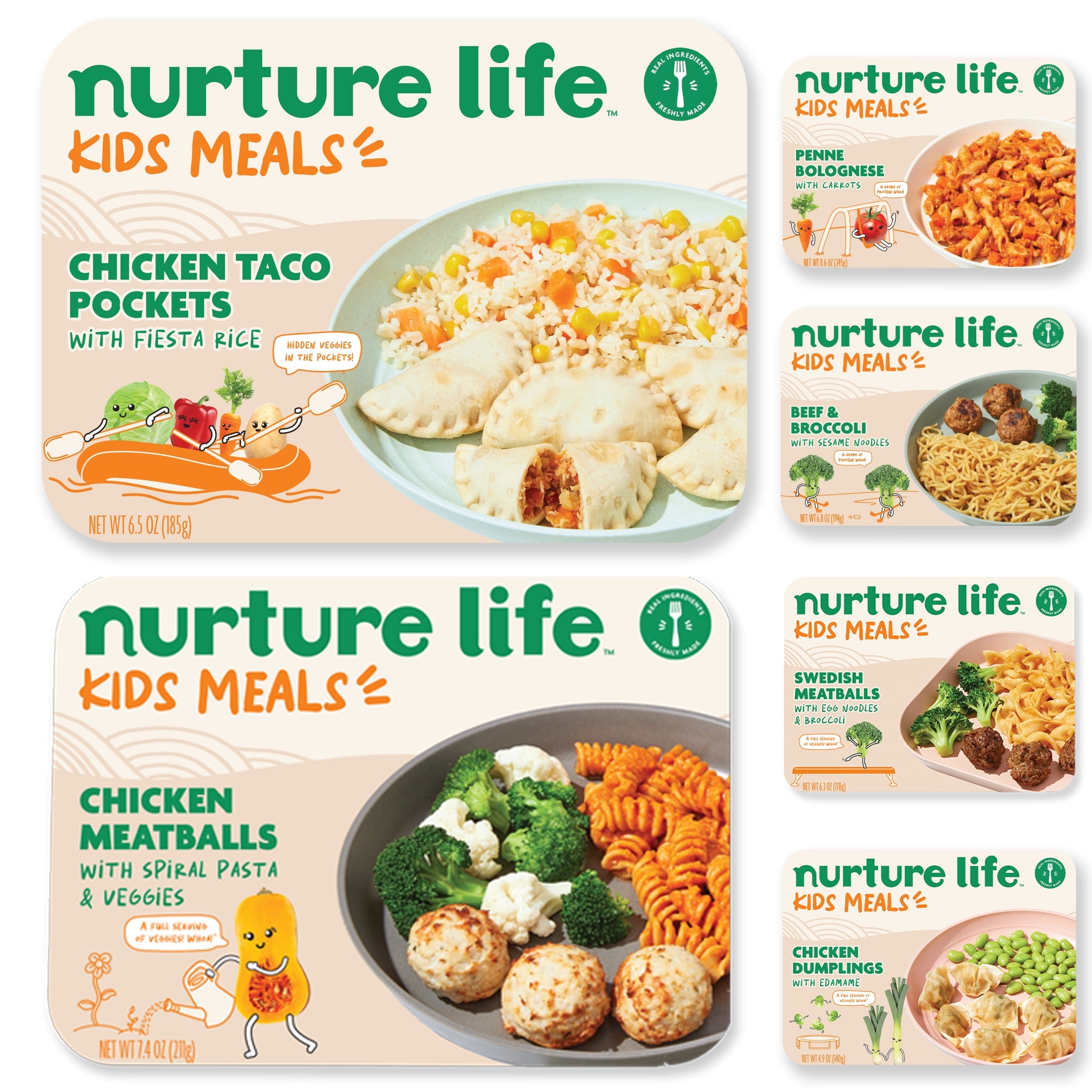 Nurture Life Organic Kid Food 6-Meal Variety Pack with Veggie & Chicken Meatballs