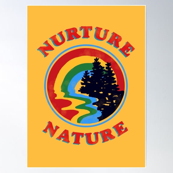 Nurture Nature Vintage Environmentalist Design Poster Wall Art, Modern Wall Decor For Living Room Bedroom, 16x24 UNFRAMED