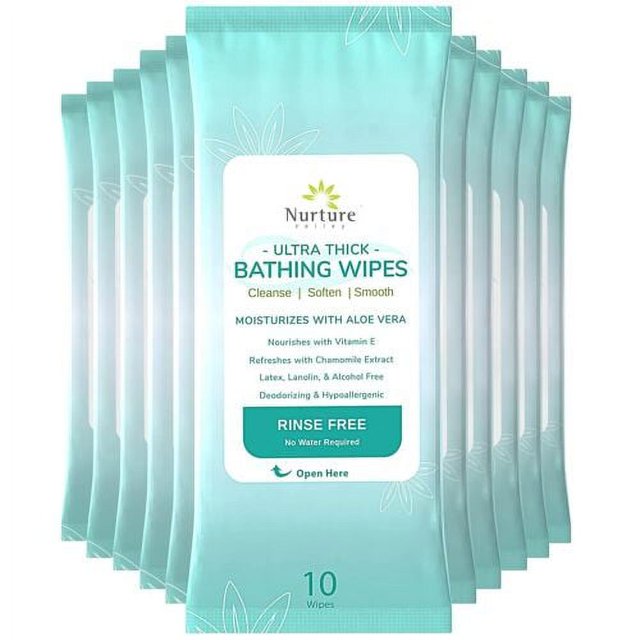 Nurture XL Body Wipes for Adults 120 No Rinse, Waterless Shower Bath