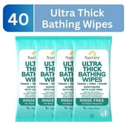 Nurture XL No Rinse Adult Wipes, Ultra Thick Bathing Wipes, Wet Fragrance Free Wipes, 40 Count, Pack 4