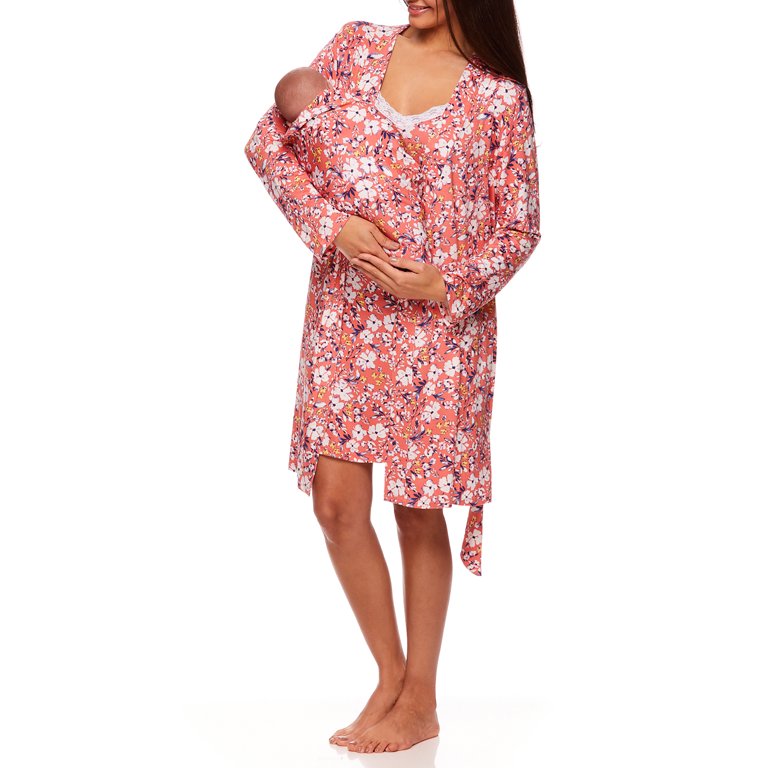 Nurture by Lamaze Women's Maternity Nursing Robe Set with Swaddle