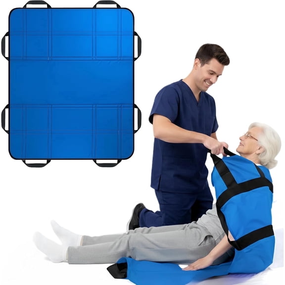NurtureCare 3-Layer Comfort Positioning Bed Pad with Handles, Nylon, Waterproof, 36" x 28", Blue