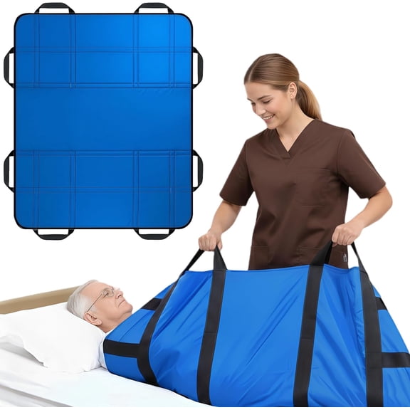 NurtureCare 3-Layer Comfort Positioning Bed Pad with Handles, Nylon, Waterproof, 43" x 36", Blue