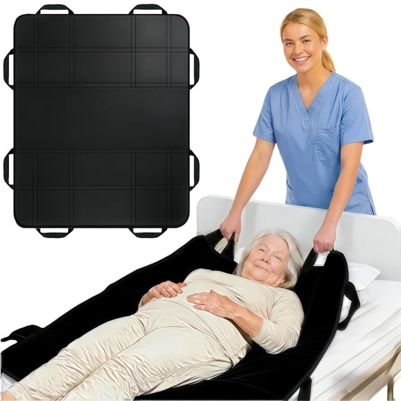 NurtureCare 3-Layer Comfort Positioning Bed Pad with Handles, Nylon, Waterproof, 48" x 40", Black