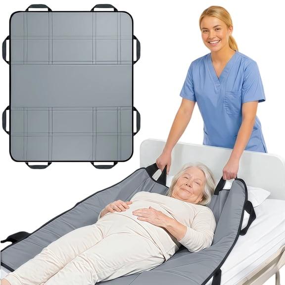 NurtureCare 3-Layer Comfort Positioning Bed Pad with Handles, Nylon, Waterproof, 48" x 40", Gray