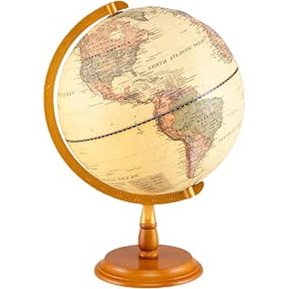 NurtureTail 12-Inch Illuminated World Globe, Desktop Globe with Raised Relief, LED Lights, Time Zone Details & Wooden Base, Educational Geographic Globe for Home, Office & Living Room Decor (Bronze)