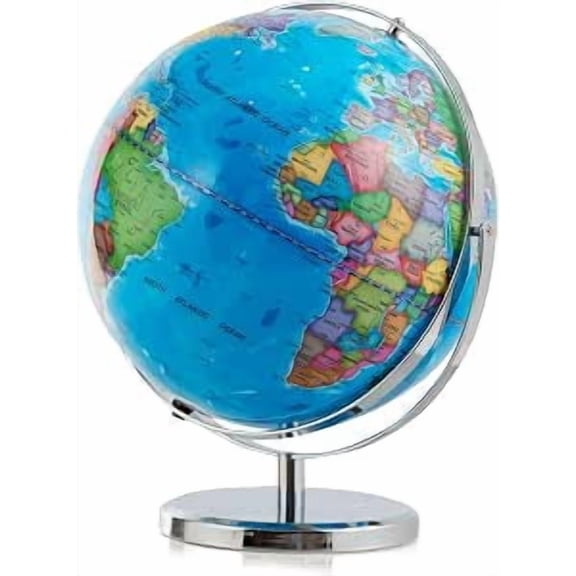 NurtureTail 13-Inch Illuminated World Globe, LED Light-Up Desktop Globe with Clear Map & 720 Rotation, Educational Globe for Classroom, Home, School & Office