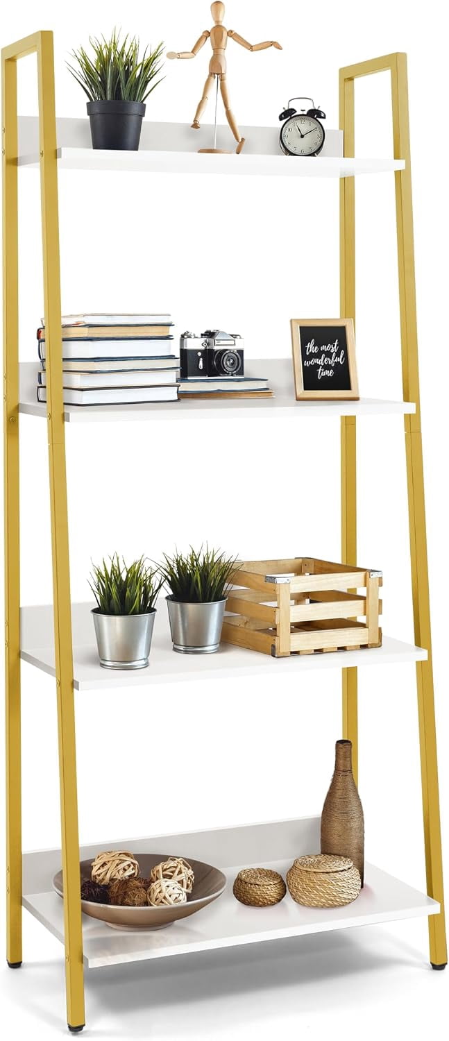 NurtureTail 4 Tier Ladder Bookshelf, 24 Inch Width Free Standing Shelf ...