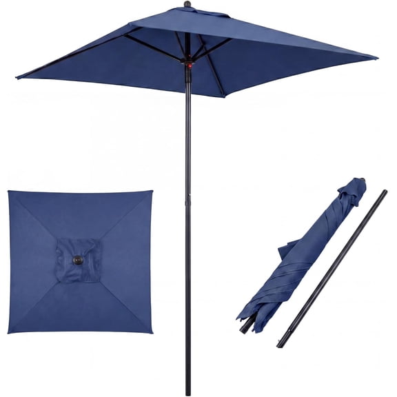 NurtureTail 5ft Square Patio Umbrella, Outdoor Table Umbrella with 4 Sturdy Ribs, Fade Resistant & Waterproof Canopy, Market Umbrella for Deck, Pool, Backyard, Garden, Beach