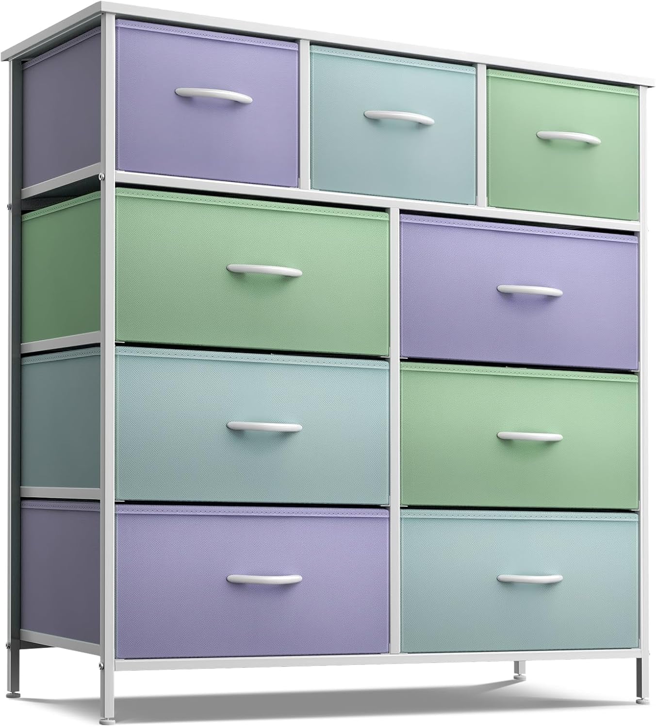 Storage Drawerws NurtureTail 9-Drawer Dresser with Wood Top, Pastel 2 Fabric Storage ...