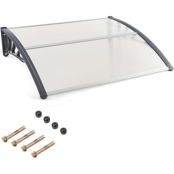 NurtureTail Awnings for Doors, 48" x 40" Window Awning with Rain Snow Sunlight UV Protection, UPF 50+,Hollow Sheet, Outdoor Overhead Awning Canopy Exterior, Polycarbonate Awnings for Patio