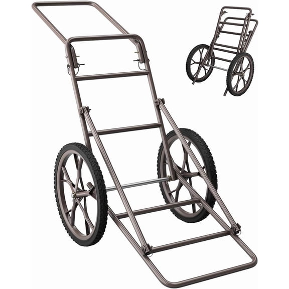 NurtureTail Folding Deer Cart, 500LBS Deer Hauler with Big Rubber Wheels, Heavy Duty Metal Hunting Game Cart for Animals, Firewood, Hiking, Fishing