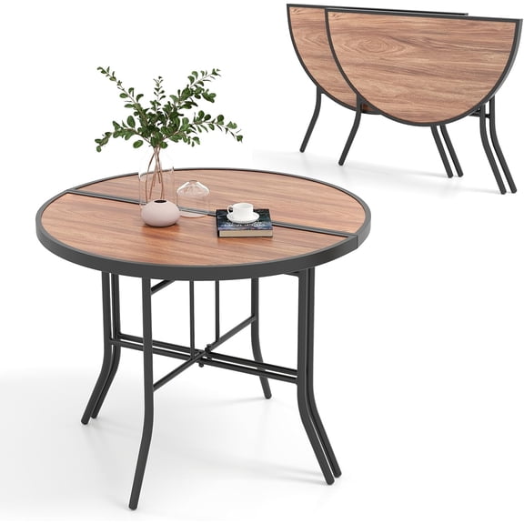 NurtureTail Half Round Folding Table, Half Moon Dining Table with Heavy-Duty Metal Frame, Portable Space-Saving Semi-Circle Bistro Table for Banquet Event Patio Garden Entryway (2)