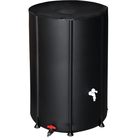 NurtureTail Upgraded 100 Gallon Collapsible Rain Barrel, Portable Water Storage Collection System, Weather Proof Sturdy Tank Catcher Container with Filter Spigot Overflow Kit Black