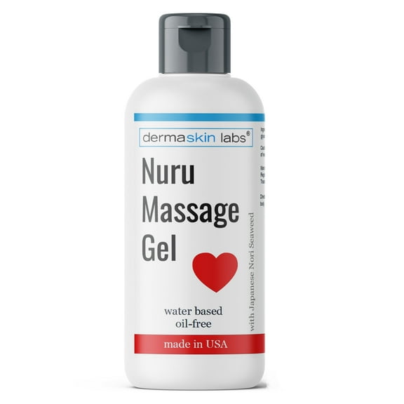 Nuru Massage Gel All Natural Water Based Non-Staining Non-Oily Super Slippery for Sore Muscles, Dry Skin with Japanese Nori Seaweed Body on Body Massage Gel Made in USA