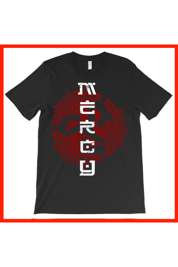 Nurusei Crane Japanese Inspired Graphic T-Shirt - Red & White Crane Art Tee AH2194, Premium for Unisex - Extended Sizes Up to 5XL