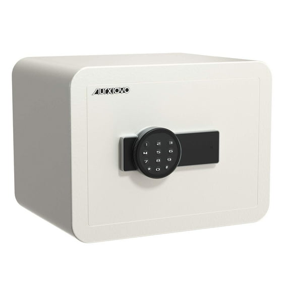 Nurxiovo Safe Box, 1.3 Cubic Feet Security Safe with Safety Key Lock and Password, Shelf for Home Office (WHITE)