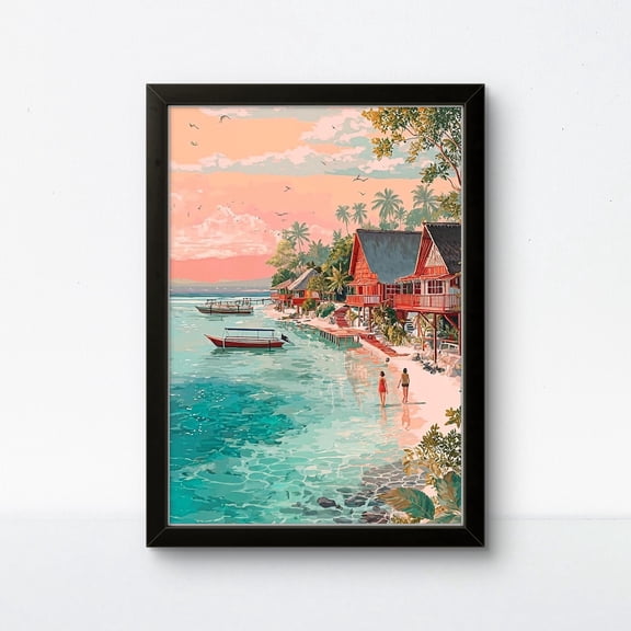 Nusa Lembongan Poster Bali Tropical Beach Wall Art Unframed Canvas 8x10in