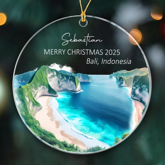 Nusa Penida Indonesia Xmas Ornaments Gift for Trip Memories, Personalized Name & Text Beach Indonesia Ornament, Custom Bali Indonesia Xmas Ornament,Bali Nusa Penida Indonesia Christmas Ornaments 2025