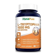 NusaPure 1500mg L-Tryptophan 200 Capsules, Non-GMO & Gluten-Free, Vegetarian, Enhanced with Bioperine, Dietary Supplement for Adult Unisex Health & Wellness