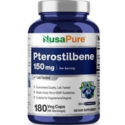 NusaPure 180 Veggie Caps of Pterostilbene 150mg Non-GMO, Gluten-Free Dietary Supplement for Unisex Adult Health & Wellness