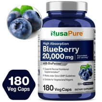 NusaPure 20,000mg Blueberry Concentrate: 180 Veggie Powder Capsules (30:1 Extract, 100% Vegetarian, Non-GMO Dietary Supplement for Unisex Adult Health & Wellness