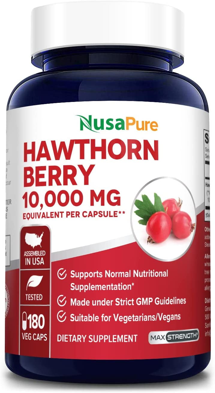 NusaPure 201 Hawthorn Berry Extract 10,000mg Capsule, 180 Veggie Caps
