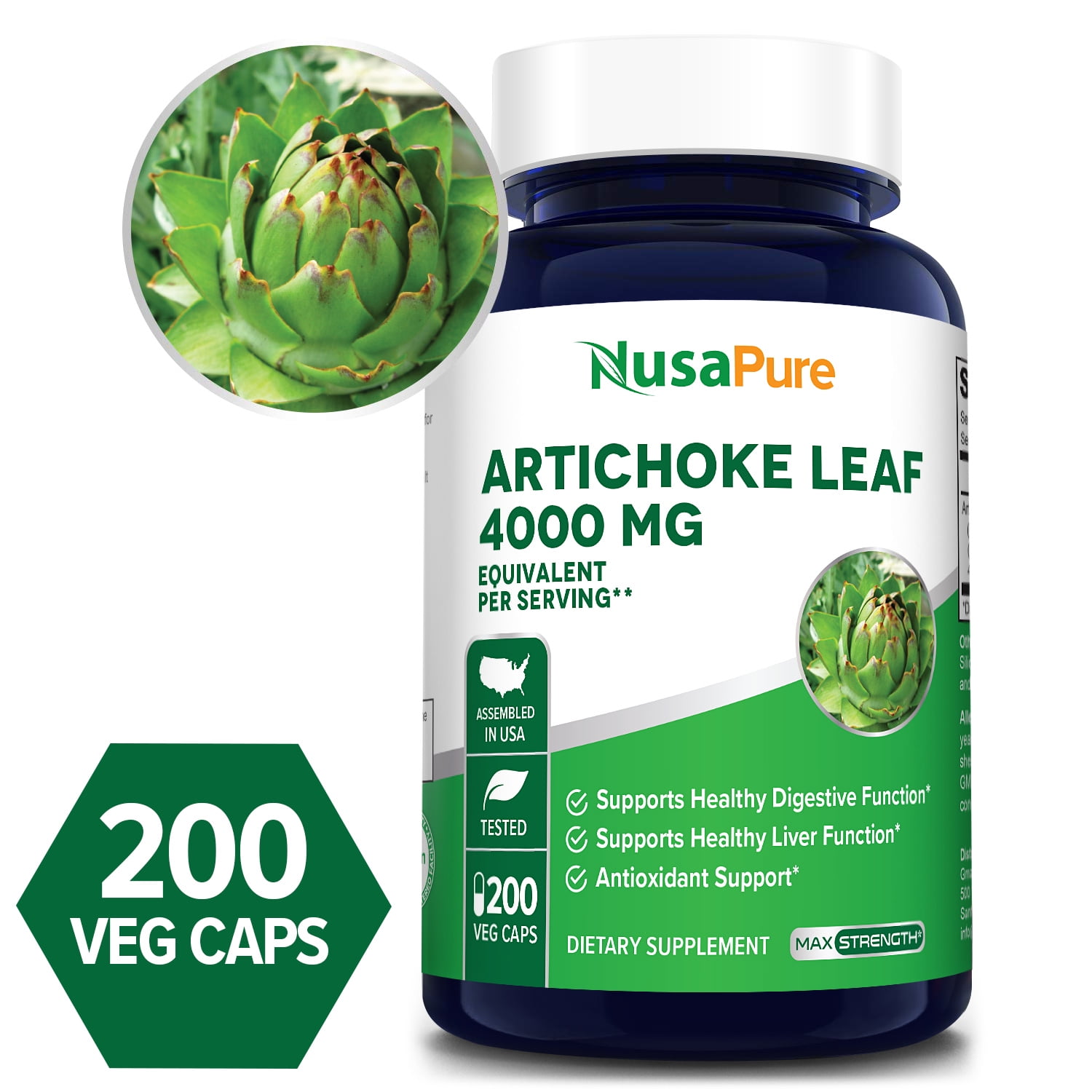 NusaPure 4000mg Artichoke Extract Enhance Wellness with 200 Veggie