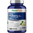thumbnail image 1 of NusaPure White Mulberry Leaf Capsules, 500 mg, 180 Veg Capsules (Non-GMO, Vegan), 1 of 5