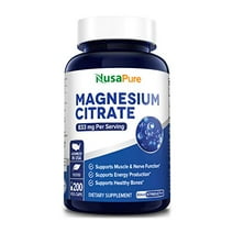 NusaPure 833mg Max Strength Magnesium Citrate Dietary Supplement with 200 Veggie Capsules, Dietary Supplement for Unisex Adult Health & Wellness