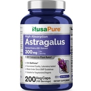 NusaPure Astragalus Capsules, 300 mg, 200 Veg Capsules Non-GMO, Vegan