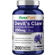 NusaPure Devils Claw, 250 mg, 200 Veg Capsules Non-GMO, Vegan