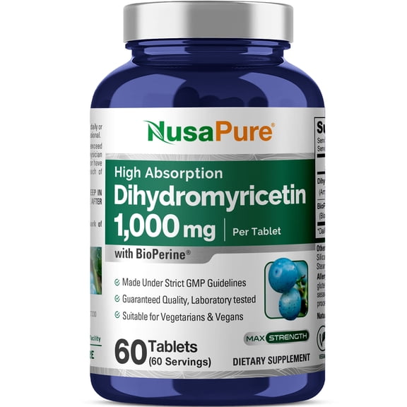 NusaPure Dihydromyricetin (DHM) 1,000mg 60 Veggie Tablets (No GMO & 100% Vegetarian)