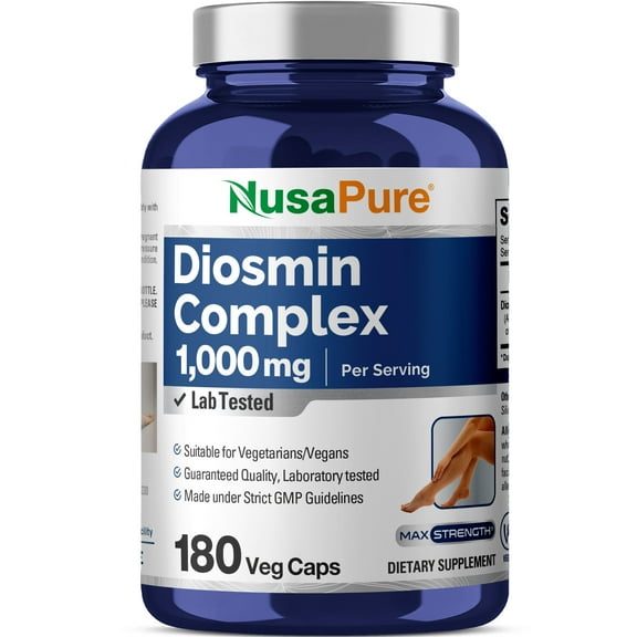 NusaPure Diosmin Complex 1,000mg per Serving 180 Veggie Caps (Non-GMO,Vegan)