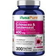 thumbnail image 1 of NusaPure Echinacea Goldenseal Capsules, 400mg. 300 Veg Capsules (Non-GMO, Vegan), 1 of 5
