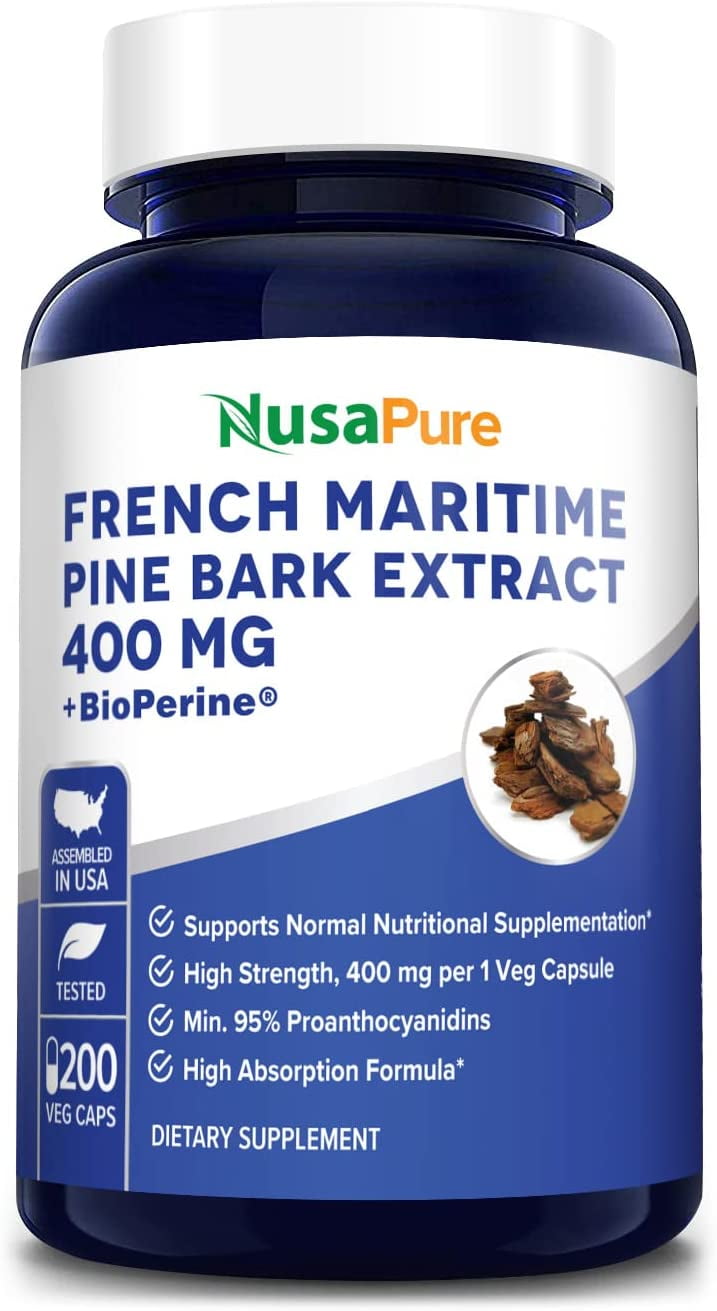 NusaPure French Maritime Pine Bark Extract 400mg 200 Veggie Caps