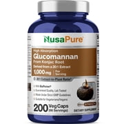 NusaPure Glucomannan 1000 mg per Serving 200 Veg Caps BioPerine, Non-GMO, Vegan Konjac Root
