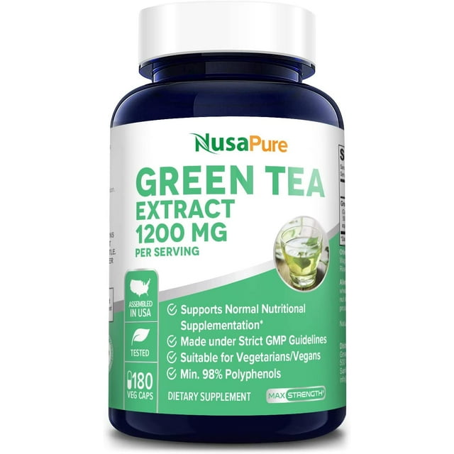 NusaPure Green Tea Extract 24000mg, 180 Vegan Capsules, 50 EGCG, 98