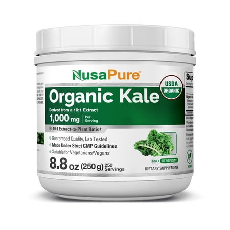 NusaPure Organic Kale Powder, 1000 mg (USDA, Non-GMO, Vegan)