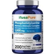NusaPure Phosphatidylserine Memory Ultimate Complex 1000mg 200 Vegetarian Caps Vegan, Non-GMO Dietary Supplement for Unisex Adult Wellness & Health