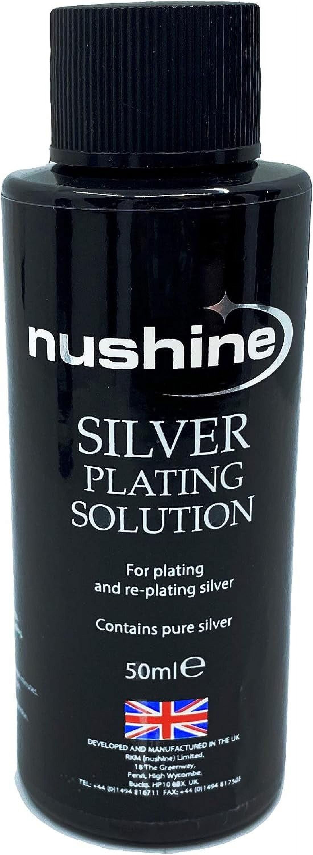 Nushine Silver Plating Solution 1.7 Oz - Permanently Plate Pure Silver onto  Worn Silver, Brass, Copper and Bronze (ecofriendly Formula)