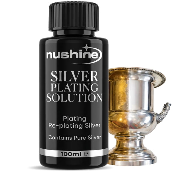 Nushine Silver Plating Solution 3.4 Oz - Permanently Plate Pure Silver onto Worn Silver, Brass, Copper and Bronze ONLY (Ecofriendly Formula)