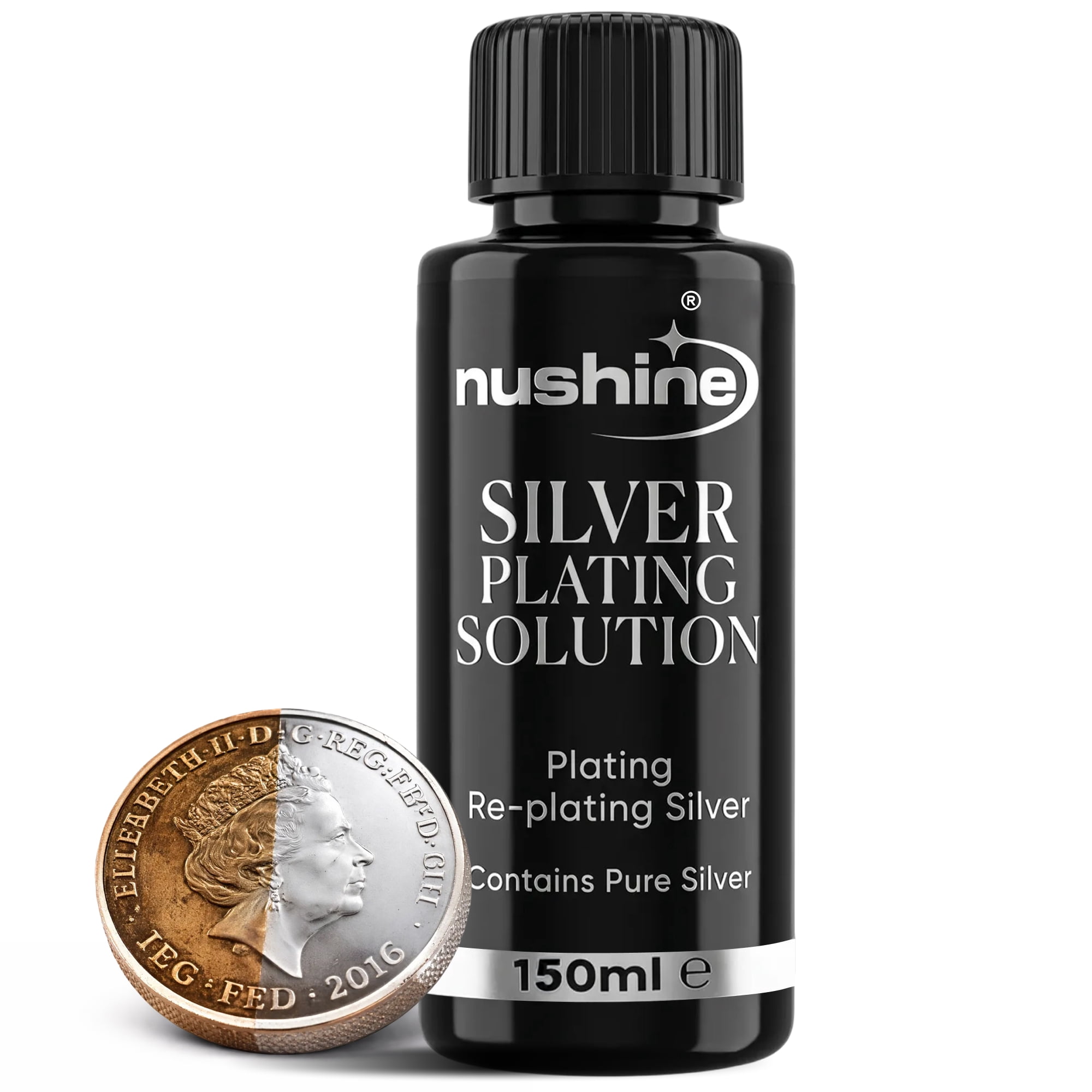 Nushine Silver Plating Solution 5.1 Oz (150ml) - Permanently Plate Pure ...