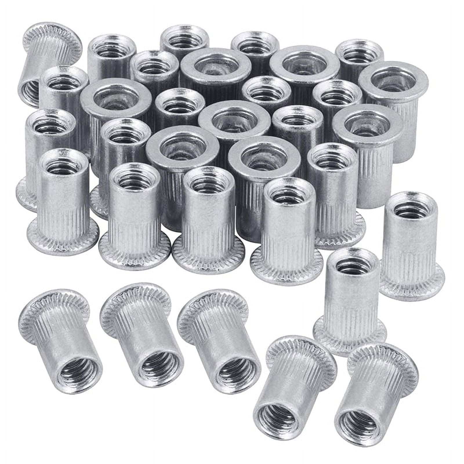 Nut 100Pcs 1/4In20UNC Stainless Steel 304 Finish Flat Head Rivnut