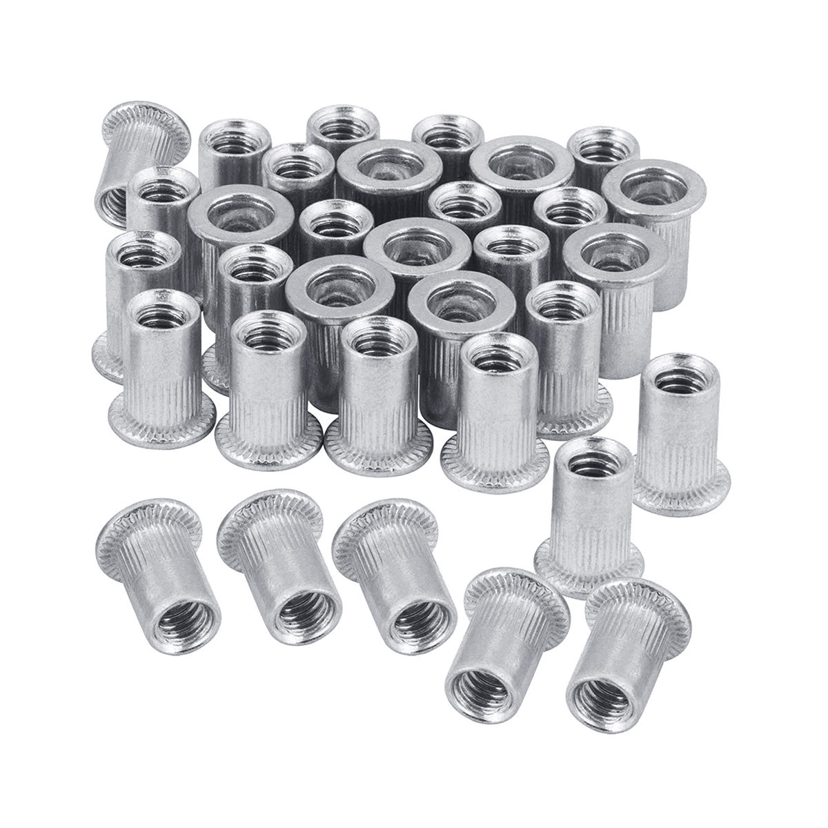 Nut 100Pcs 1/4In-20UNC Stainless Steel 304 Flat Head Rivnut Threaded ...