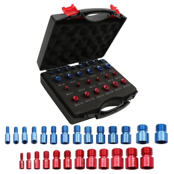 Nut and Bolt Thread Checker, 12 Red Metric & 14 Blue Inch Individually Assembled Thread Gauge, 26 PCS Identifier Gauge Set, Quickly Check Nuts and Bolts in Metric or Inches and Verify Sizing