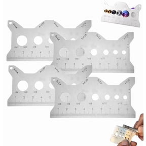 Nut & Bolt Thread Checker & Sae with ±0.0005, Metric & Standard Sizes, Screw Size Chart & Drill Bit Gauge,Wall-Mountable Gauge with Inch/Cm Ruler, Crafted from Stainless Steel,4Pcs