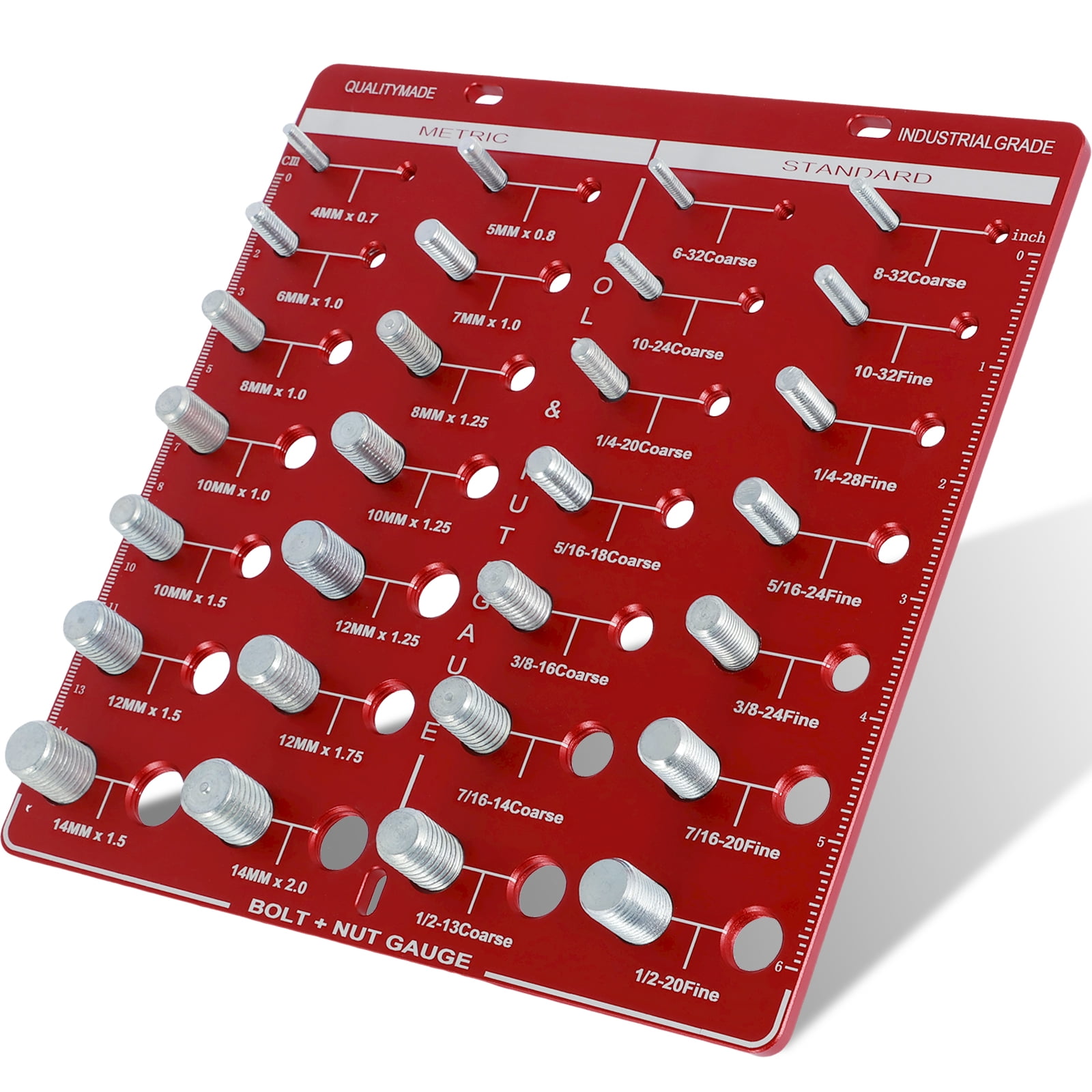 Nut and Bolt Thread Checker Set Aluminum Alloy 28 Thread Identifier Gauge Inch and Metric Size